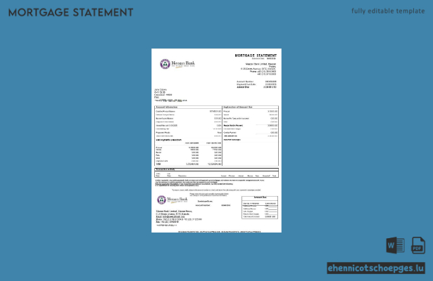Pakistan Meezan Hypothekenabrechnung in Word- und PDF-Formaten – Beispielvorschau